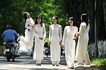 Students in Ao Dai dress in Hanoi, Vietnam