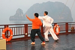 Taichi exercise on Jasmine Cruise Halong Bay, Vietnam